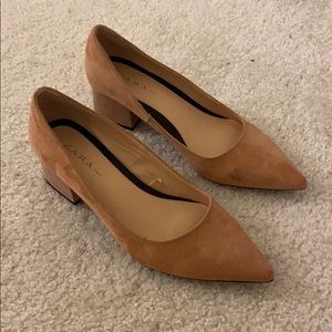 Zara suede pink pointed heel